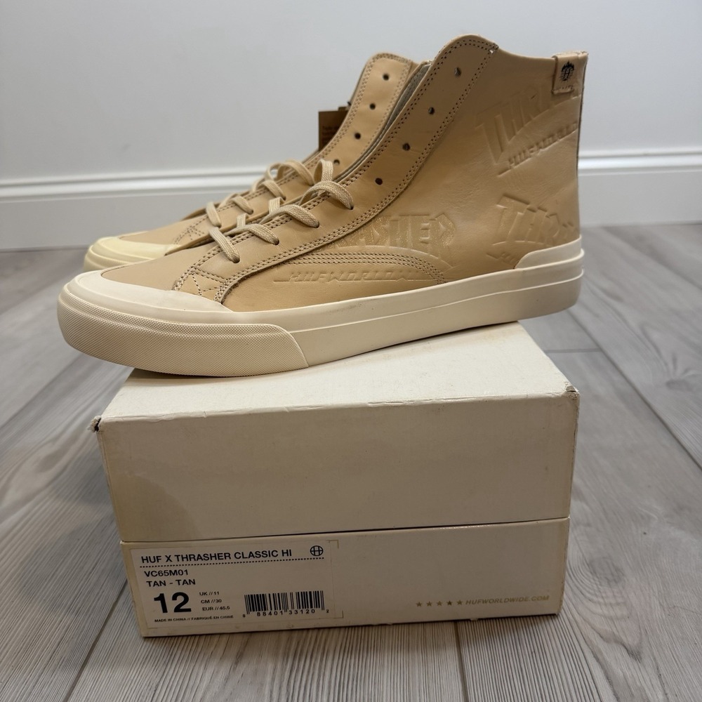 HUF x Thrasher Leather Embossed Hi-Top Sneakers - Men's 12